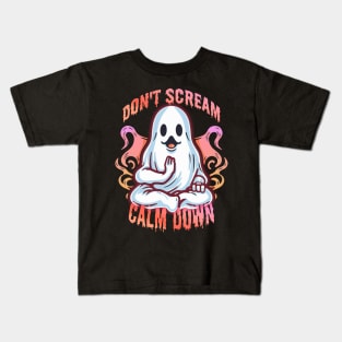 Funny Yoga Ghost: Keep Calm and Boo-gie On Kids T-Shirt